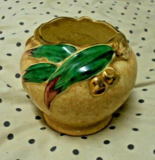 Vintage Australian Pottery Diana Gum Leaf & Nuts Vase Rare