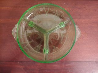 Antique Princess Green Depression Glass Divided Relish Tray/Dish 2