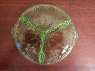 Antique Princess Green Depression Glass Divided Relish Tray/Dish 3
