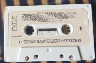 RARE white label Full index RCA AUSTRALIA ABBA GREATEST HITS Vol.  2 CASSETTE 2