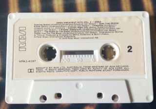 RARE white label Full index RCA AUSTRALIA ABBA GREATEST HITS Vol.  2 CASSETTE 3