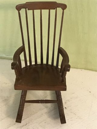 Vintage Handicraft Designs 4 " Wood Spindle Rocking Chair Dollhouse Furniture