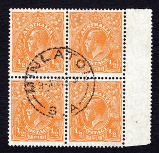 Rare " Minlaton " Postmark On Australia Kgv 1/2d Block 9l23&30 Acsc 69 (9) F Cv $60,