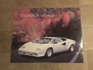 1986 Lamborghini Countach 20x16 Vtg Poster Sports Car Garage 80s Michigan White