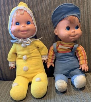 Rare Vintage Baby Beans Boy And Girl Dolls 1970 Mattel 11 "