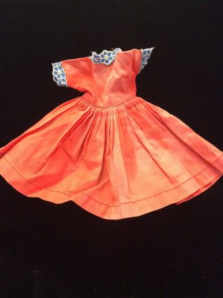 Vintage Miss Nancy Ann Tagged Red Dress Blue Trim Fashion Doll