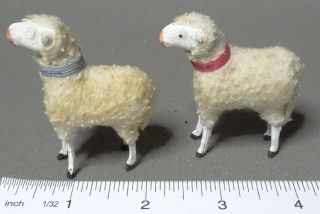 Antique Vintage Putz Village Wooly Sheep Small Germany Stick Legs