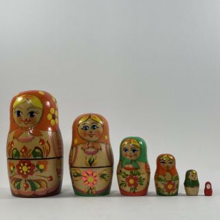 Nesting Dolls Set - Vintage Hand Crafted - Wooden Floral Matryoshka