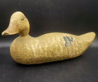 Antique Primitive Wood Duck Decoy Lead Weighted Base Some Paint Mallard