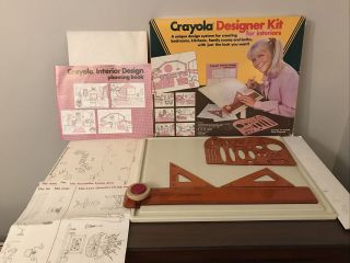 Vintage 1983 Crayola Designer Kit For Interiors Drafting Board
