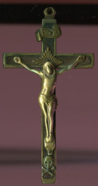 Antique Metal Cross Nun Pendant Jesus
