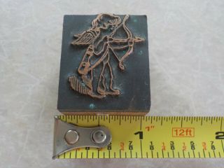 Vintage Letterpress Printing Block Little Angel With Bow And Arrow