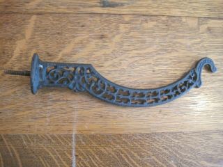 Antique Victorian Ornate Old Cast Iron Hanging Oil Lamp Plant Bird Cage Hook