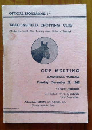1948 Beaconsfield Trotting Club Race Book (cup Meeting).  Very Rare