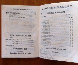 1948 BEACONSFIELD TROTTING CLUB RACE BOOK (Cup Meeting).  Very Rare 3