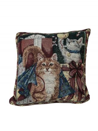 Cats At Christmas Decorative Throw Pillow 12x12 "