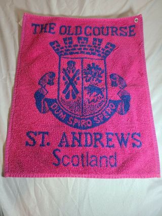 Vintage Pink And Blue Golf Towel The Old Course St Andrews Scotland W Grommet