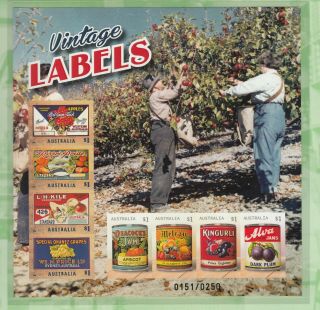 2018 Vintage Food Labels Special Sheetlet.  Only 250 Issued.  Muh.  Very Rare