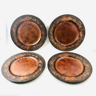 Better Homes And Gardens Set Of 4 Faux Antique Copper Charger Plates W Leaves