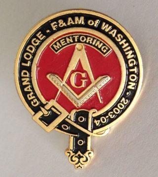 Masonic Freemasons Mentoring Grand Lodge Washington 2004 Pin Badge Rare (j6)