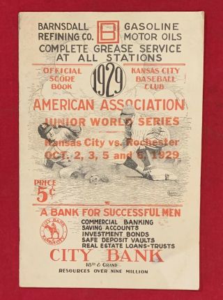 Antique 1929 Junior World Series Program Kansas City Blues Vs Rochester Redwings