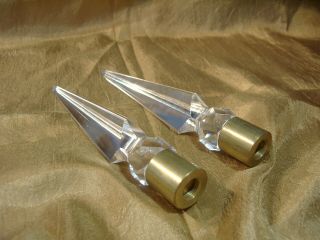 Vintage Crystal Spires And Brass Lamp Finials - 5 1/2 "