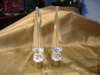 VINTAGE CRYSTAL SPIRES AND BRASS LAMP FINIALS - 5 1/2 