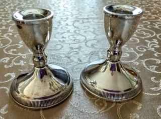 Pair Duchin Sterling Silver 3 1/4 " Single Light Candlesticks Weighted Exc