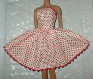 Vintage Barbie Clone Size " Red & White Polka Dot Sleeveless Dress "