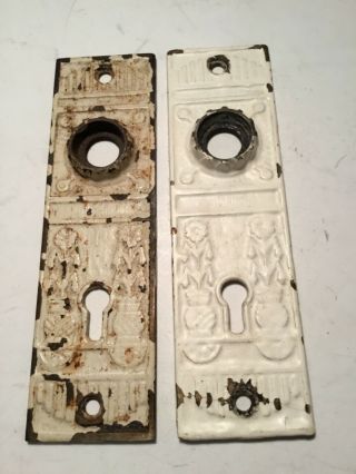 Set Of 2 Door Knob Backplates,  5” X 1 1/2”,  Ornate
