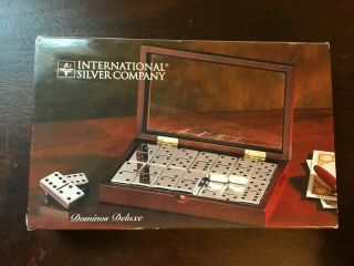 International Silver Co.  Dominos Deluxe,  Silver Plate Domino Set,