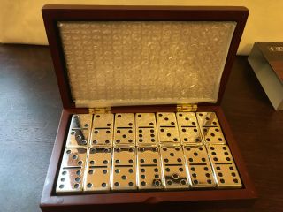 International Silver Co.  Dominos Deluxe,  Silver Plate Domino Set, 2