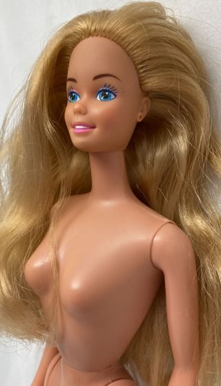 Euc Vintage Mattel Superstar Era Barbie Doll Only Blonde Curly Thick Hair Dimple