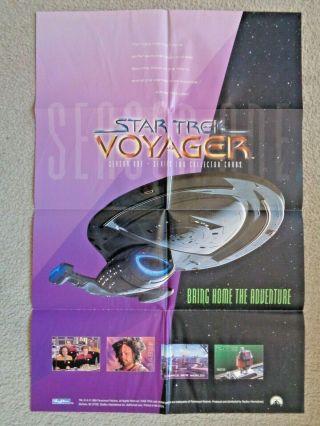 1995 Star Trek Voyager Seas.  1 Ser.  2 Large Dealer Poster 75.  5cm X 50.  5cm Rare