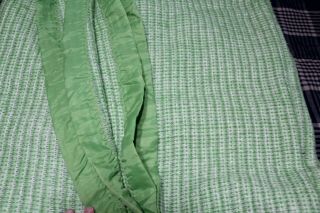 Acrylic Waffle Weave Blanket Satin Trim Lime Green Vintage 72 " X 42 " Twin