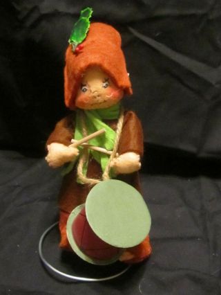 1971 Annalee Doll Vintage Woodland Brown Drummer Boy Elf 8”