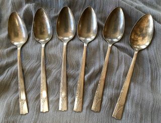 Set Of 6 Vintage Silverplate Caprice Serving Spoons Nobility Silverware 1930’s