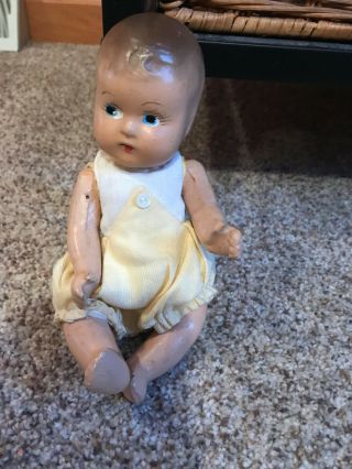 7 " Old Cute Vintage Antique R & B Arranbee Composition Baby Infant Doll Nr