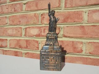 Unusual Antique Metal Statue Of Liberty Coin Bank " Save For Liberty " 8 " Bmp
