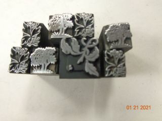 Printing Letterpress Printer Block Antique Trees & Leaf Ornament Dingbats