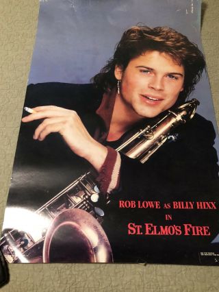 Rare Vintage Rob Lowe As Billy Hicks Saint Elmos Fire 1985 Poster Columbia Movie