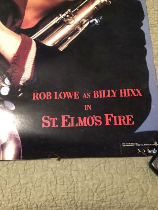 RARE VINTAGE Rob Lowe as Billy Hicks Saint Elmos fire 1985 POSTER Columbia Movie 2