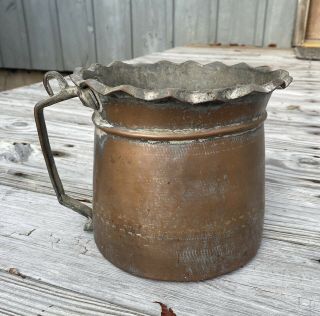 Antique Arts And Crafts Copper Hand Made Pitcher