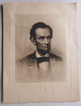 Rare Antique Portrait Abraham Lincoln Lithograph Print - 12 5/8 " X 9 1/2 "