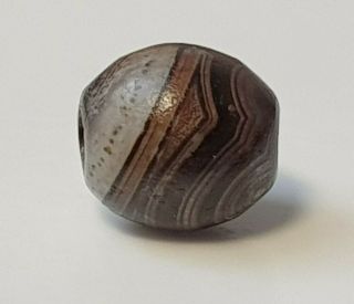 Ancient Rare Indo - Tibetan Small Banded Agate Eye Bead