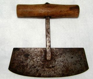 Antique Primitive Wood Handle Hand Forged Ulu Chopper Knife Cutter Blade