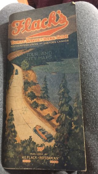 Antique 1929 News Auto Atlas Map Eastern United States & Canada Flecks Tourism