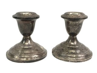 Set Of 2 Vintage Sterling Silver 925 Weighted Candlestick Holders,  Candle Stick
