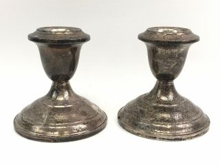 Set of 2 Vintage Sterling Silver 925 Weighted Candlestick Holders,  Candle Stick 2