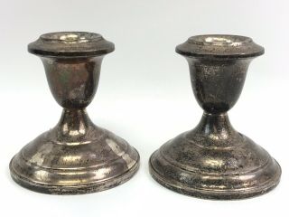 Set of 2 Vintage Sterling Silver 925 Weighted Candlestick Holders,  Candle Stick 3